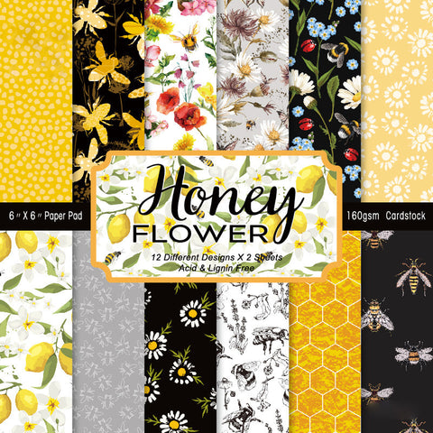 Inlovearts 24PCS  6" Honey Flower DIY Scrapbook & Cardstock Paper