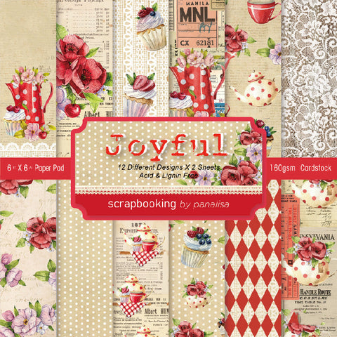 Inlovearts 24PCS  6" Joyful Afternoon DIY Scrapbook & Cardstock Paper