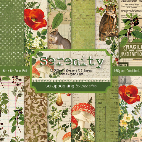 Inlovearts 24PCS  6" Serenity DIY Scrapbook & Cardstock Paper