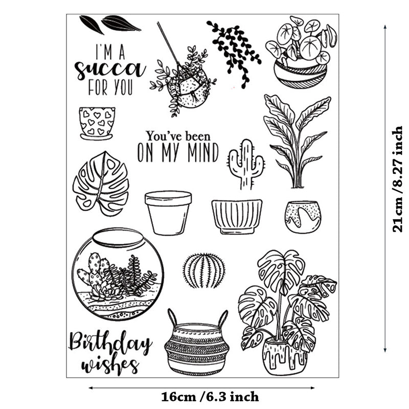 Inlovearts Potted Plants Clear Stamps
