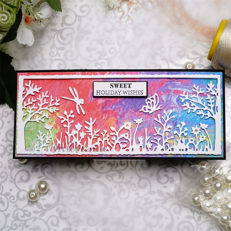 Inlovearts Flower Bushes Background Board Cutting Dies