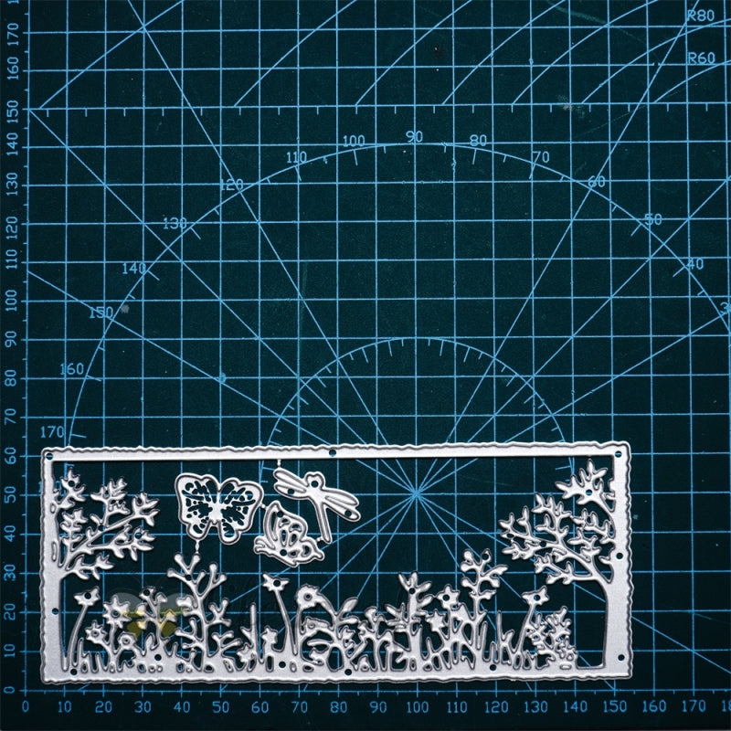 Inlovearts Flower Bushes Background Board Cutting Dies