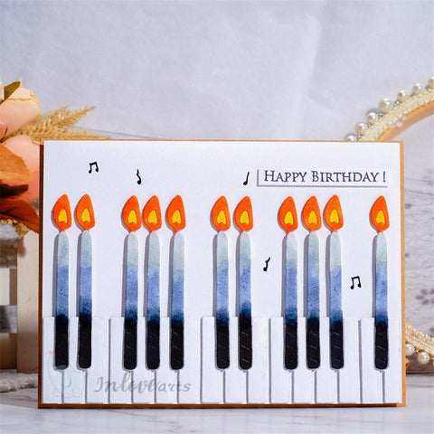 Inlovearts Piano Keys and Candles Cutting Dies
