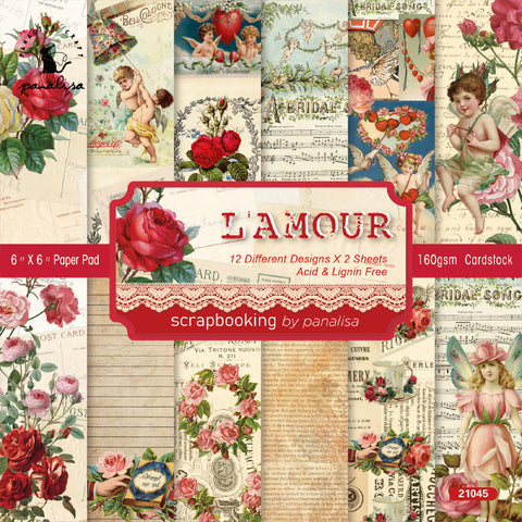 Inlovearts 24PCS  6" Lovely Cupids Scrapbook & Cardstock Paper