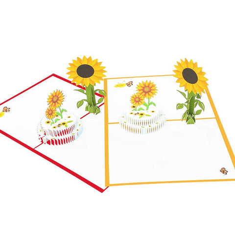 Inloveartshop Sunflower Birthday Cake 3D Greeting Card