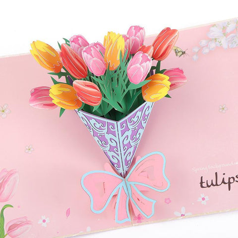 Inloveartshop Tulip Bouquet Creative 3D Greeting Card