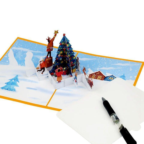 Snowfield Christmas Tree Pop-up Card - greetingpopup