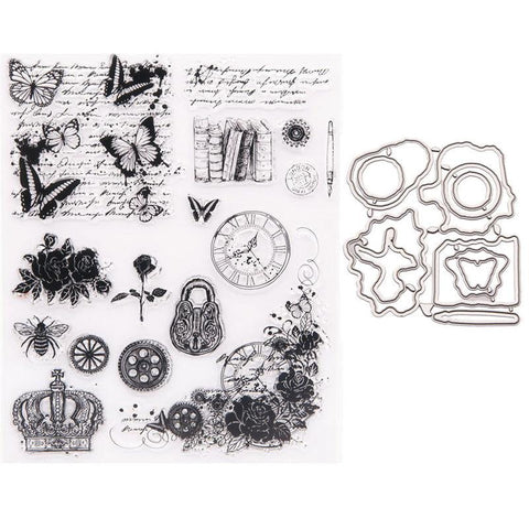 Inloveartshop Retro Gadgets and Decorations Dies with Stamps Set