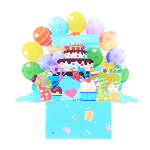 3D Pop Up Cake and Balloons for Birthday Card