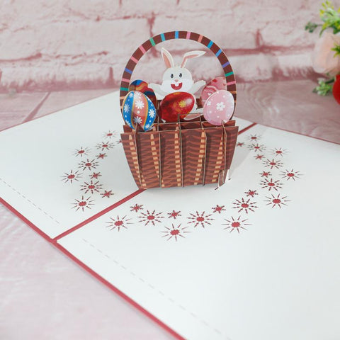 Inloveartshop Easter Bunny Flower Basket 3D Greeting Card