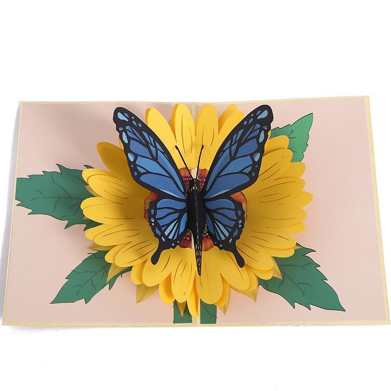 Inloveartshop Sunflower And Butterfly Pop Up Card