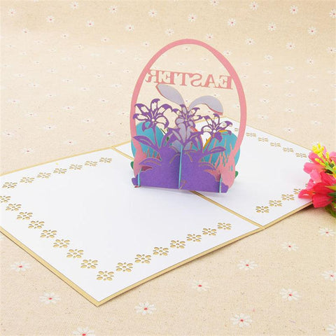 Inloveartshop Easter Theme Eggs and Rabbit 3D Greeting Card