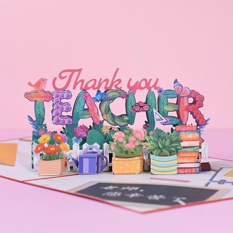 Inloveartshop “Teacher thank you”Flower Bouquet 3D Greeting Card