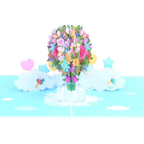 3D Pop Up Bouquet and Hot Air Balloon for Greeting Card