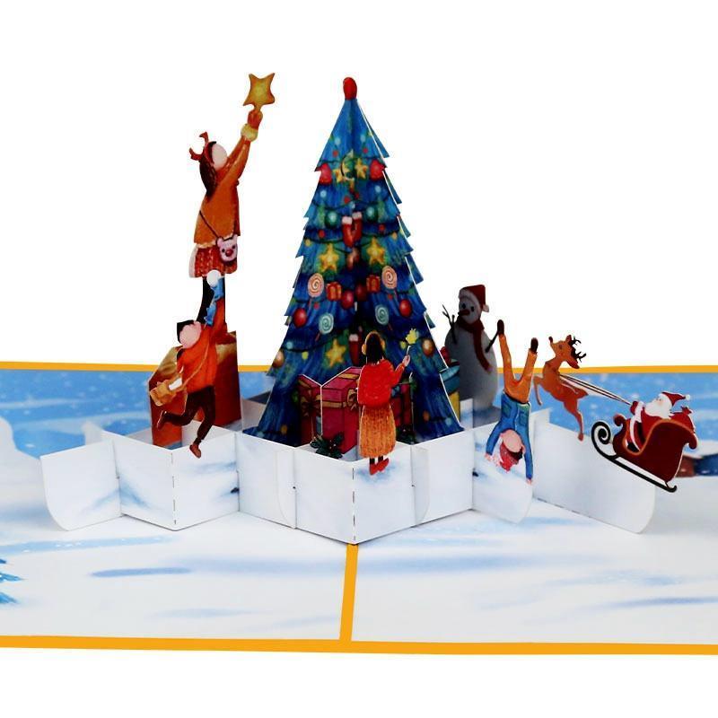 Snowfield Christmas Tree Pop-up Card - greetingpopup