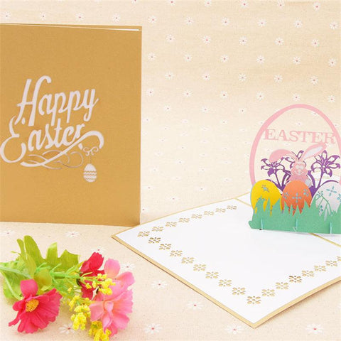Inloveartshop Easter Theme Eggs and Rabbit 3D Greeting Card