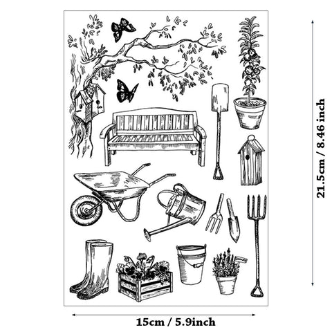 Inlovearts Garden Tools Clear Stamps