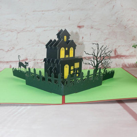 Halloween Villa Castle 3D Greeting Card