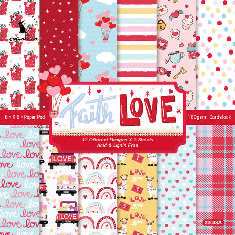 Inlovearts 24PCS  6" Faith Love DIY Scrapbook & Cardstock Paper