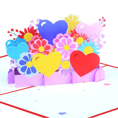 3D Pop Up Paper Bouquet For Valentine's Day Card