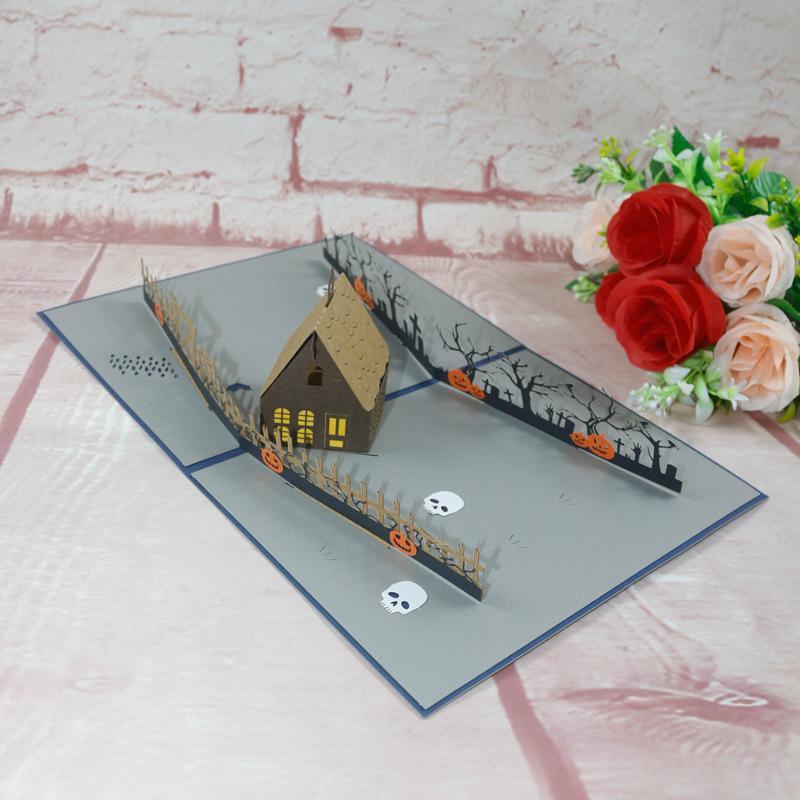 Halloween Forest House Model 3D Greeting Card