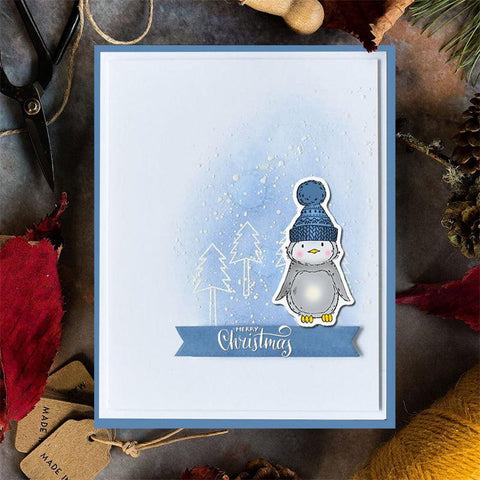 Inloveartshop Cute Penguin Christmas Theme Dies with Stamps Set