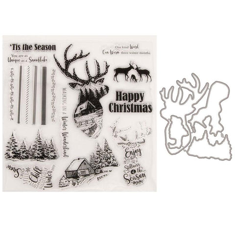 Inloveartshop Christmas Deer Christmas Theme Dies with Stamps Set