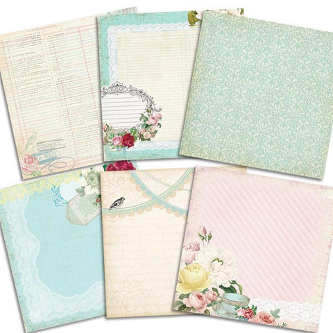 6 Inches Swallows And Romantic Flowers Theme Background Paper