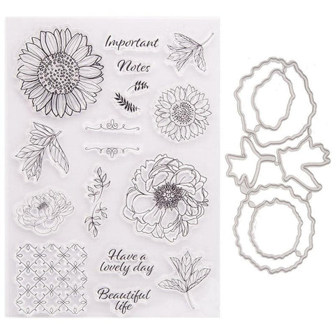 Inloveartshop Flower Series  Dies with Stamps Set