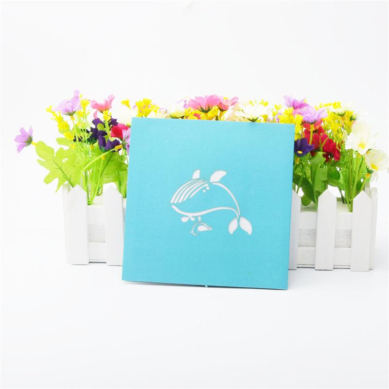 Inloveartshop Cute Blue Whale 3D Greeting Card