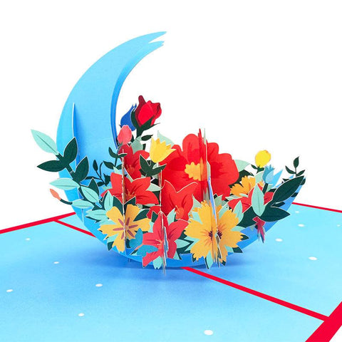 Inloveartshop Creative Moon Flower 3D Greeting Card