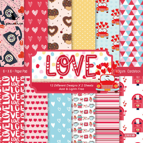 Inlovearts 24PCS  6" Love Series DIY Scrapbook & Cardstock Paper