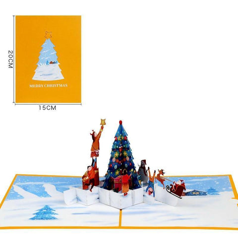 Snowfield Christmas Tree Pop-up Card - greetingpopup