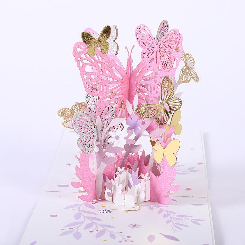 Inloveartshop Creative Butterfly Hollow Flower 3D Greeting Card