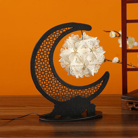 3D Rose and Moon Shaped Paper Carving Light Decorative Night Light Card