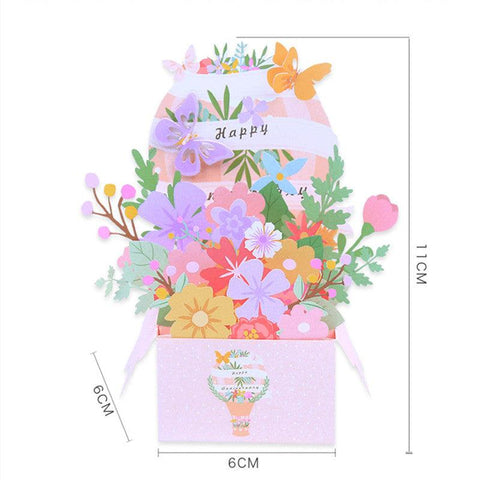 3D Pop Up Beautiful Flower Basket For Greeting Card