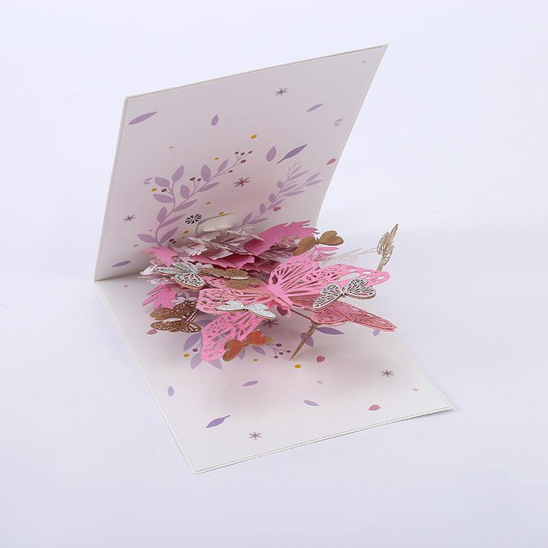 Inloveartshop Creative Butterfly Hollow Flower 3D Greeting Card