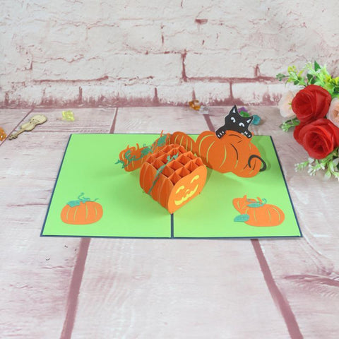 Halloween Hollow Pumpkin Paper-cut 3D Greeting Card