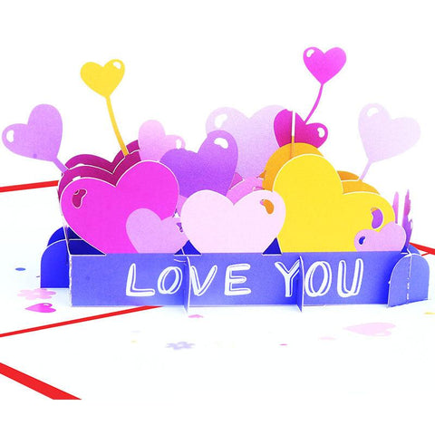 3D Pop Up Characters and Heart Balloon  For Valentine's Day Card
