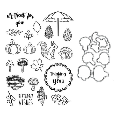 Inlovearts Thanksgiving Theme Dies with Stamps Set