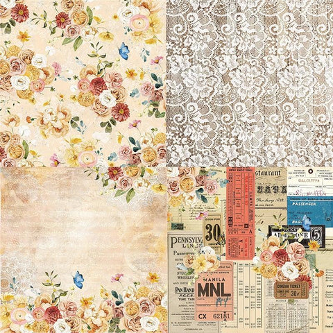 6 Inches Autumn Vintage Beautiful Flower Background Paper