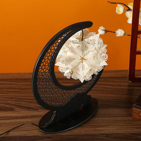 3D Rose and Moon Shaped Paper Carving Light Decorative Night Light Card