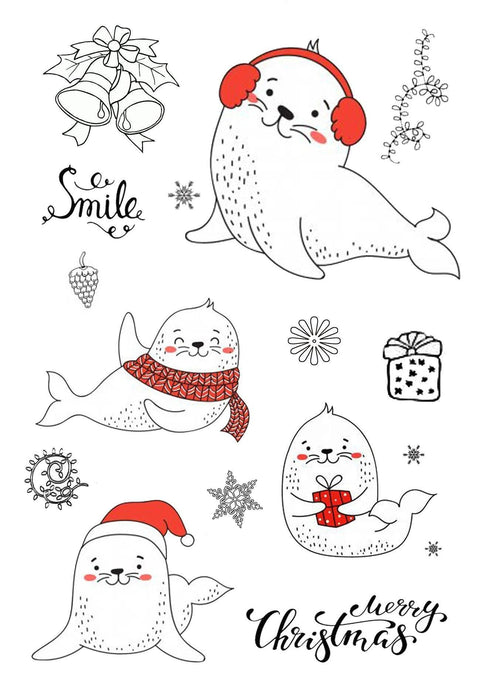 Seals Having Fun in Christmas Stamps - Inlovearts