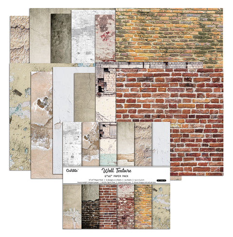Inlovearts 24PCS  6"x6" Wall Texture DIY Scrapbook & Cardmaking Paper