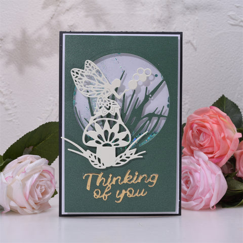 Elf On Mushrooms with "Thanking of you" Words Cutting Dies