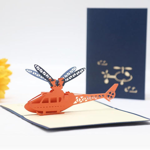 Inloveartshop Helicopter Pop Up Card-Blue
