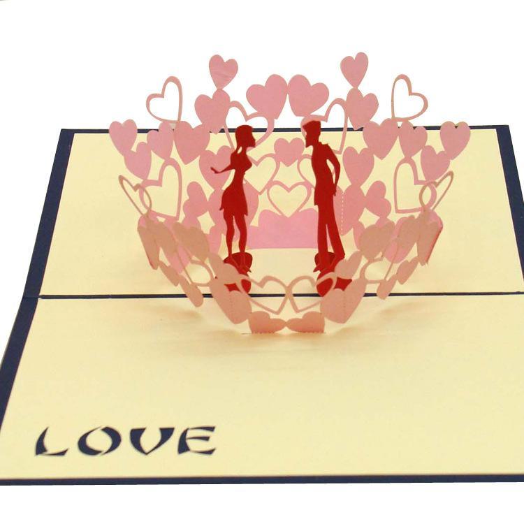 Inloveartshop 3D Lovers Greeting Card Wedding Invitation-Blue