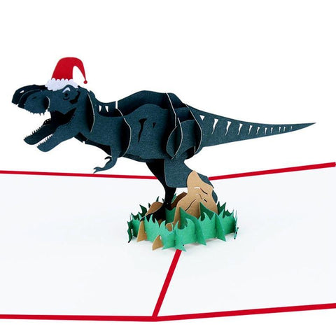 Dinosaur Pop-up Card- Merry Christmas - greetingpopup
