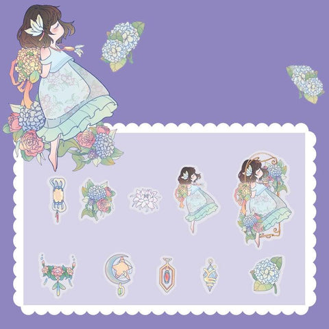 (6 Types) Seasons Series Creative Girl Journal DIY Stickers