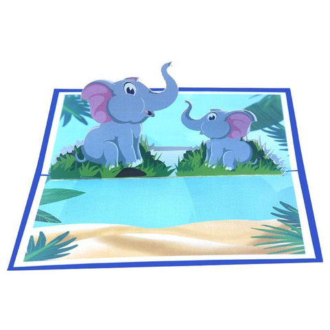 Inloveartshop Baby Elephant 3D Greeting Card-Blue